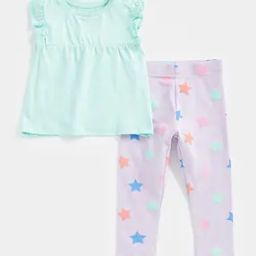 Round-Neck Top with Star Print Leggings-image-11