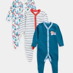 Pack of 3 Printed Sleepsuits-picture-12