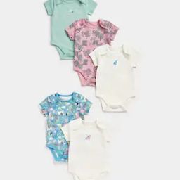 Pack of 5 Printed Bodysuits-picture-26