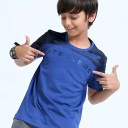 Boys Typographic Print Regular Fit Round-Neck T-Shirt-image-60