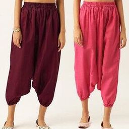 Women Pack of 2 Relaxed Fit Flat-Front Harem Pants-image-83