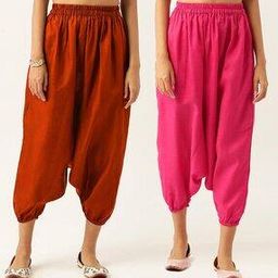 Women Pack of 2 Relaxed Fit Flat-Front Harem Pants-image-55