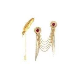 Set of 2 Leaf & Layered Chains Brooches-image-5
