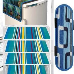 Set of 6 Striped Refrigerator Cover with Handle & Mats-5