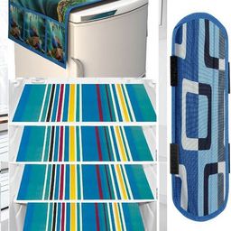 cread craft Set of 6 Striped Refrigerator Cover with Handle & Mats image 1