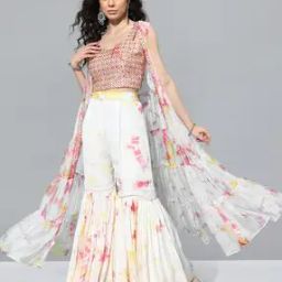 Tie & Dye Top with Sharara & Shrug-image-25