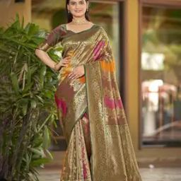 Women Woven Saree with Contrast Border -image-35