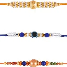vighnaharta fashion jewellery Set of 3 Tie-Up Beaded Rakhi-picture-15