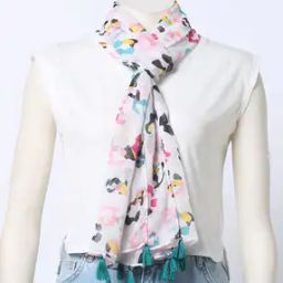 Printed Scarf with Tassels-image-84