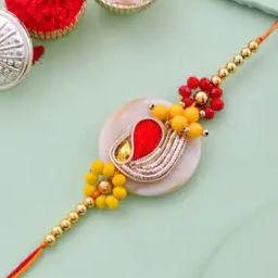 Stone-Studded Thread Tie-Up Rakhi with Roli & Rice-image-40