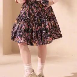Girls Floral Print Flared Skirt-image-60
