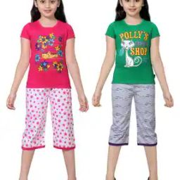 Pack of 2 Typographic Print T-Shirts & Capris Set-picture-35
