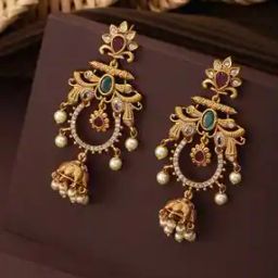 Women Gold-Plated Stone-Studded Drop Earrings-image-52