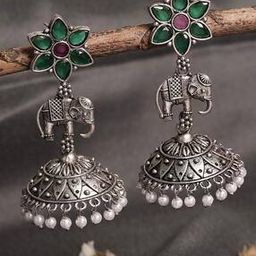 ECK70-Elephant-Shaped Jhumkas with Pearl Drops-49