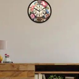 Floral Print Round Wall Clock-24