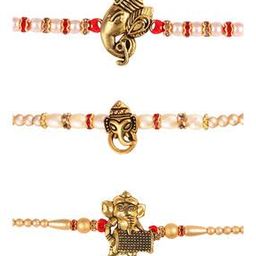Set of 3 Gold-Plated Tie-Up Vighnaharta Ganesh Rakhis-36