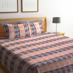 250 TC Rabbit Printed Pure Cotton King Bed Cover with Pillow Covers-image-49