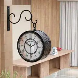 Double-Sided Vintage Metal Station Wall Clock-image-27