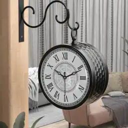 Double-Sided Vintage Metal Station Wall Clock-53