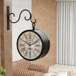 Double-Sided Vintage Metal Station Wall Clock-image-79