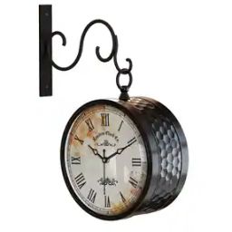 Double-Sided Vintage Metal Station Wall Clock-picture-46