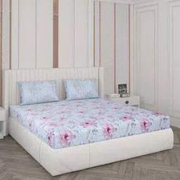 Floral Print King-Size Bedsheet with Pillow Covers-image-13
