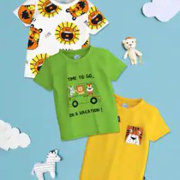 Boys Pack of 3 Printed Regular Fit Round-Neck T-Shirts-image-9