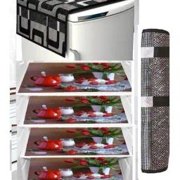 cread craft Set of 6 Printed Refrigerator Cover with Handle & Mats image 1