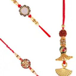 Set of 3 Men Gold-Plated Tie-Up Lumba & Rakhis-image-35