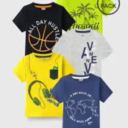 Pack of 5 Graphic Print Relaxed Fit T-Shirt-picture-21