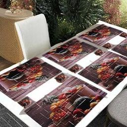 Set of 6 Printed Placemat with Coaster-47