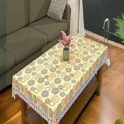 cread craft Floral Print 4-Seater Anti Slip Rectangular Table Cover image 1