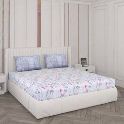 Floral Print Cotton King-Size Bedsheet with Pillow Covers-10