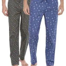 Pack of 2 Men Printed Pyjamas with Elasticated Waist-image-3