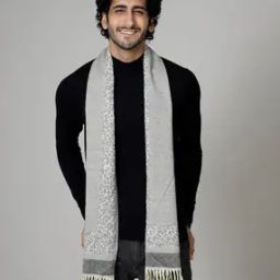 Men Animal Print Scarf with Tassels-picture-25
