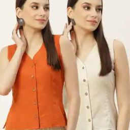 Women Cotton Front Open Blouse Pack of 2-1