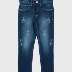 Mid-Distressed Slim Jeans with 5-Pocket Styling-image-63