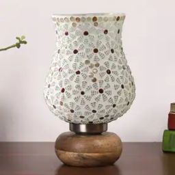 devansh Glass Table Lamp with Natural Wooden Base-picture-7