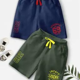 Boys Pack of 2 Logo Print Regular Fit Shorts-image-91