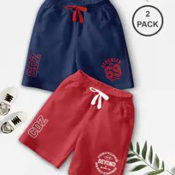 Boys Pack of 2 Logo Print Regular Fit Shorts-image-57