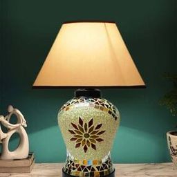 Mosaic Table Lamp with Shade & Wooden Base-image-119