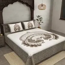 153 GSM Printed Double Bedsheet with Pillow Covers-image-69
