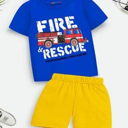 Graphic Print Shorts & T-Shirt Set-image-38