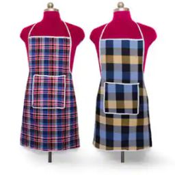 Set of 2 Checked Aprons with Patch Pocket-26