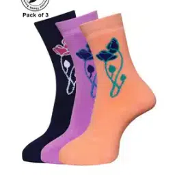 Pack of 3 Floral Print Ankle-Length Socks-image-97