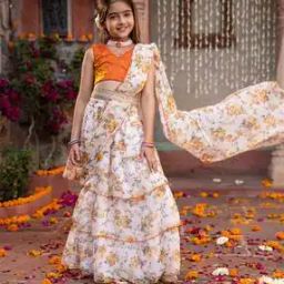 Girls Floral Print 3-Piece Lehenga Choli & Dupatta Set-image-31