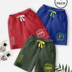 Pack of 3 Boys Typographic Print Regular Fit Shorts-image-6