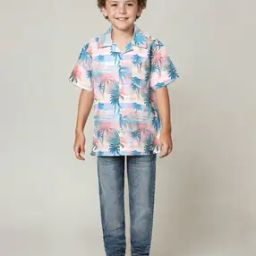 Boys Tropical Print Regular Fit Shirt-picture-34