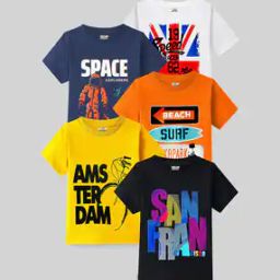 Pack Of 5 Boys Cartoon T-Shirt with Round Neck-9
