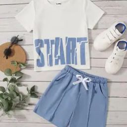 Boys Typographic Print Round-Neck T-Shirt & Shorts Set-image-49